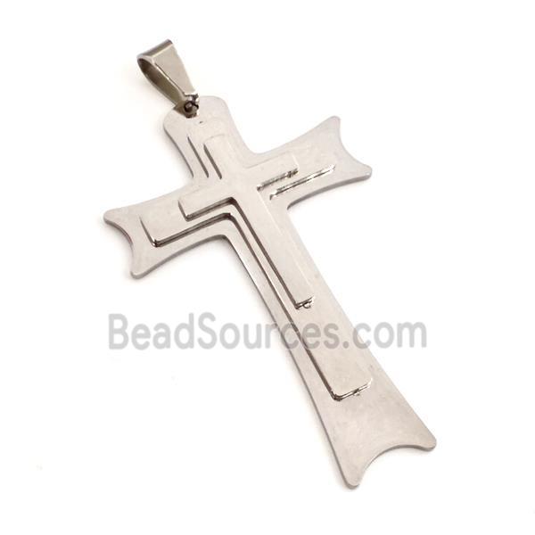 Raw Stainless Steel Cross Pendant