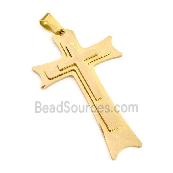 Stainless Steel Cross Pendant Gold Plated