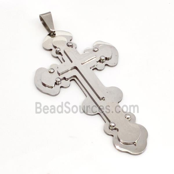 Raw Stainless Steel Cross Pendant