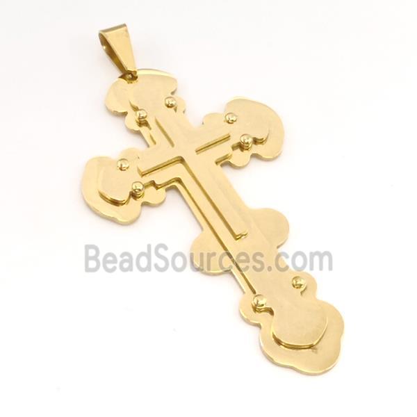 Stainless Steel Cross Pendant Gold Plated