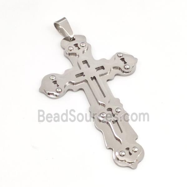 Raw Stainless Steel Cross Pendant