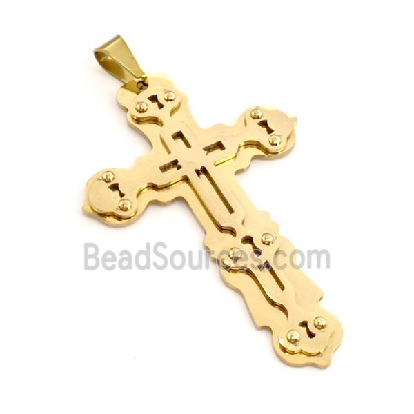 Stainless Steel Cross Pendant Gold Plated