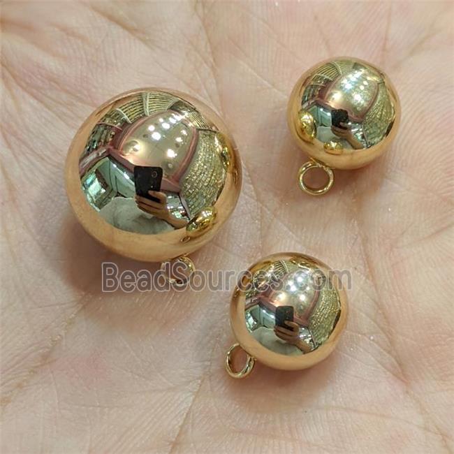 216 Stainless Steel Ball Pendant Hollow Round Gold Plated