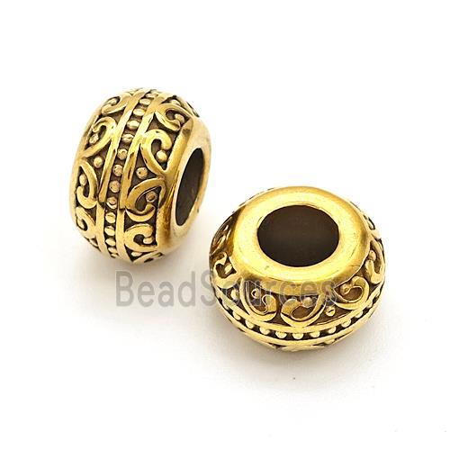 Stainless Steel Rondelle Beads Large Hole Gold Plated