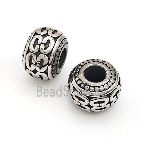 Stainless Steel Rondelle Beads Large Hole Antique Silver