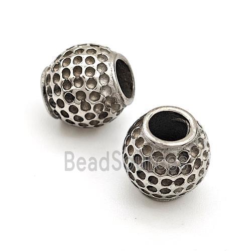 Raw Stainless Steel Round Beads Large Hole