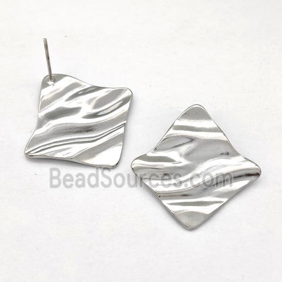 Raw Stainless Steel Stud Earring Square