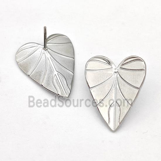 Raw Stainless Steel Stud Earring Heart