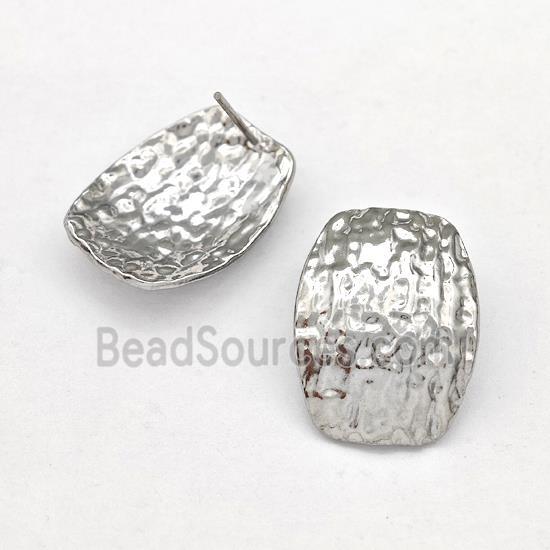 Raw Stainless Steel Stud Earring Hammered