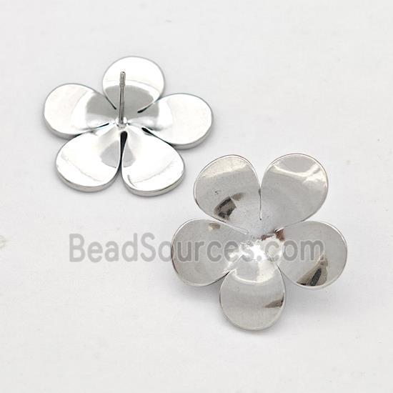 Raw Stainless Steel Stud Earring Flower