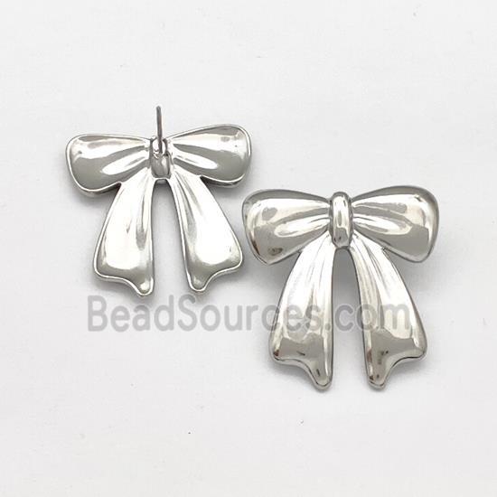 Raw Stainless Steel Bow Stud Earring