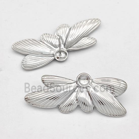 Raw Stainless Steel Stud Earring Wings