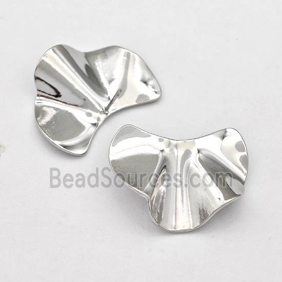 Raw Stainless Steel Stud Earring Leaf