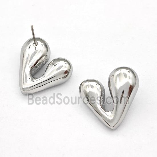 Raw Stainless Steel Heart Stud Earring