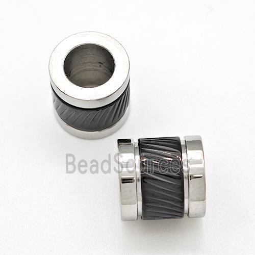 Stainless Steel Tube Beads Large Hole Black Plated