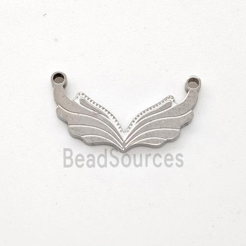 Raw Stainless Steel Angel Wings Pendant 2loops