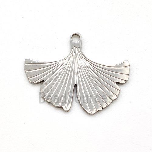 Raw Stainless Steel Ginkgo Leaf Pendant