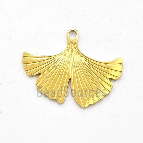 Stainless Steel Ginkgo Leaf Pendant Gold Plated