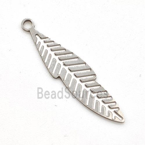 Raw Stainless Steel Leaf Pendant