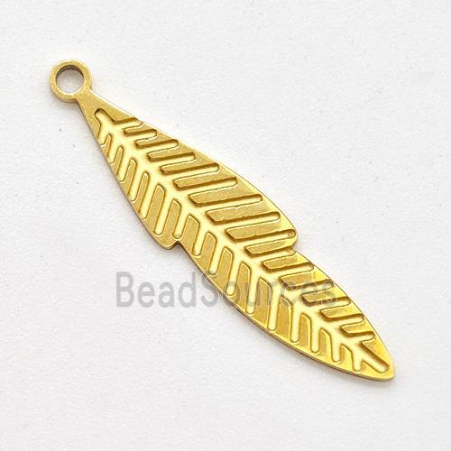 Stainless Steel Leaf Pendant Gold Plated