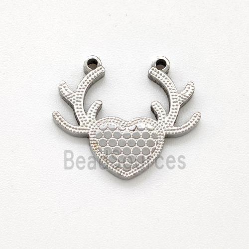 Raw Stainless Steel Deer Pendant Heart 2loops