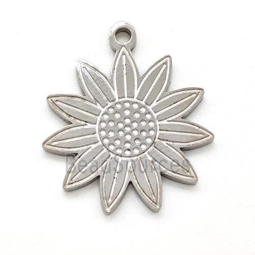 Raw Stainless Steel Sunflower Pendant