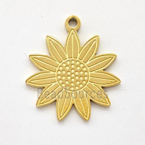 Stainless Steel Sunflower Pendant Gold Plated