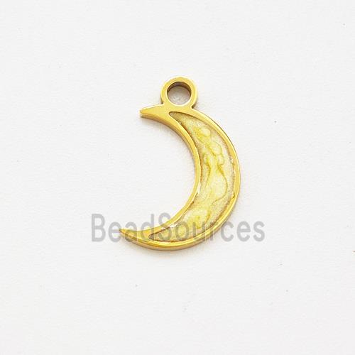 Stainless Steel Moon Pendant Yellow Painted Gold Plated