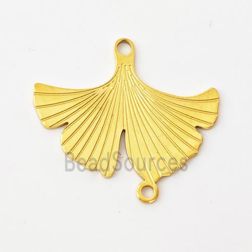 Stainless Steel Ginkgo Leaf Connector Gold Plated