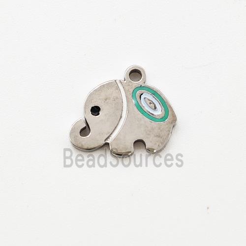 Raw Stainless Steel Elephant Pendant Enamel