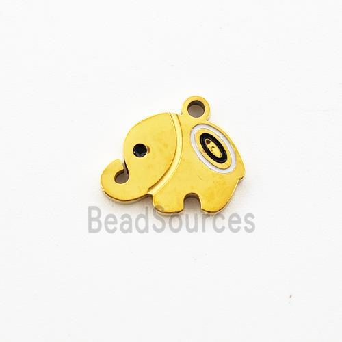 Stainless Steel Elephant Pendant Enamel Gold Plated