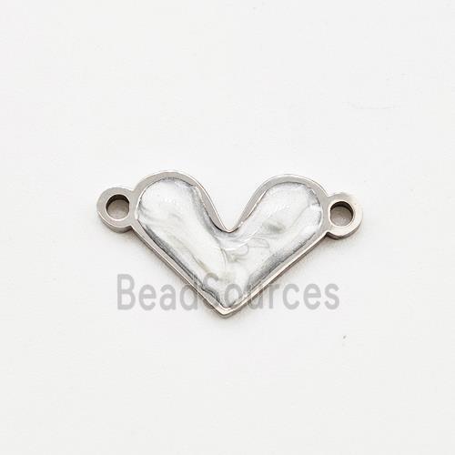 Raw Stainless Steel Heart Connector White Painted