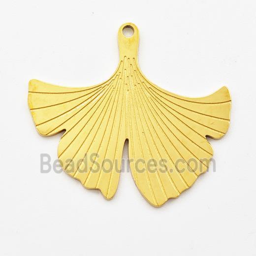 Stainless Steel Pendant Ginkgo Leaf Gold Plated