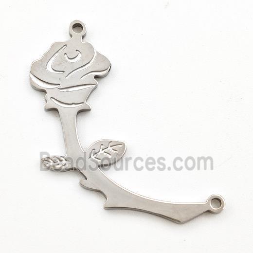 Stainless Steel Rose Flower Pendant 2loops