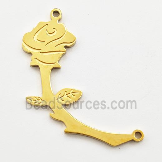 Stainless Steel Rose Flower Pendant 2loops Gold Plated