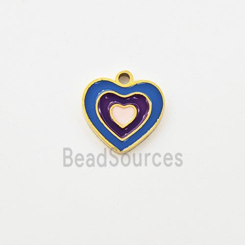 Stainless Steel Heart Pendant Enamel Gold Plated