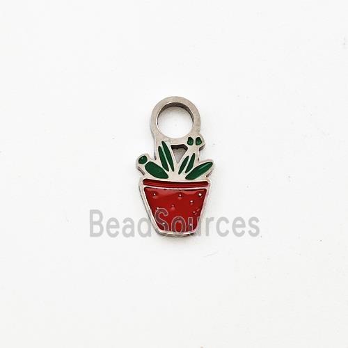 Raw Stainless Steel Flower Plant Pendant Enamel