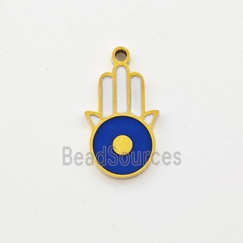 Stainless Steel Hand Pendant Enamel Gold Plated