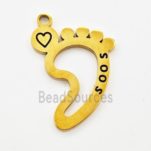 Stainless Steel Babyfeet Pendant Heart Gold Plated