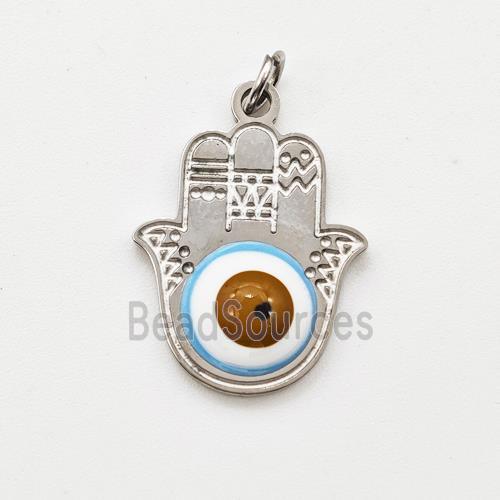 Raw Stainless Steel Hand Pendant Evil Eye