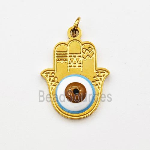 Stainless Steel Hand Pendant Evil Eye Gold Plated