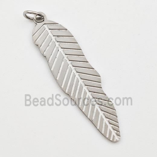 Raw Stainless Steel Leaf Pendant