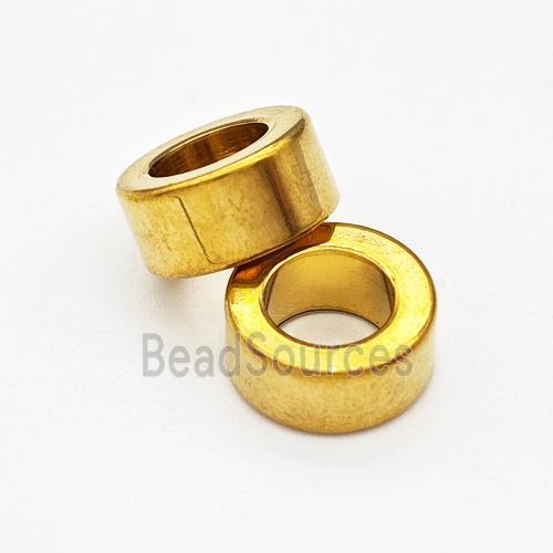 Stainless Steel Rondelle Beads Large Hole Gold Plated