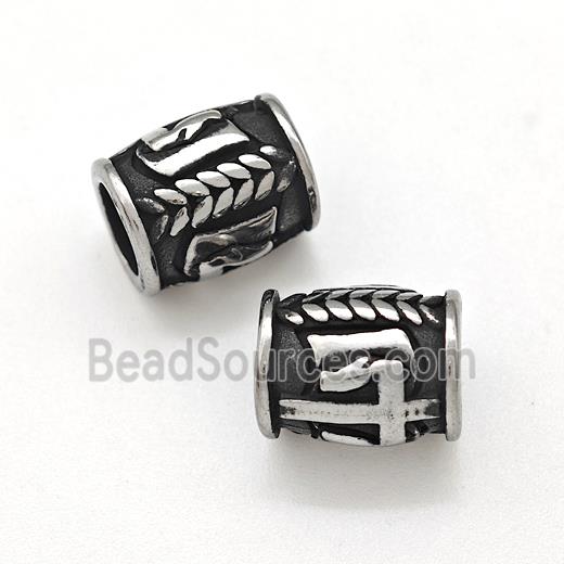 Stainless Steel Tube Beads Large Hole Antique Silver