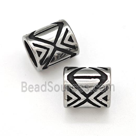 Stainless Steel Tube Beads Large Hole Antique Silver