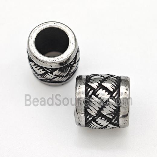 Stainless Steel Tube Beads Large Hole Antique Silver