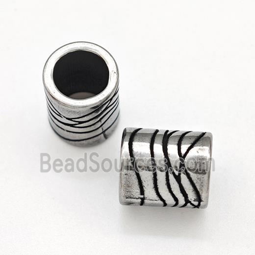 Stainless Steel Tube Beads Large Hole Antique Silver