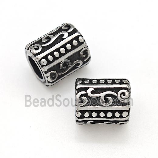 Stainless Steel Tube Beads Large Hole Antique Silver