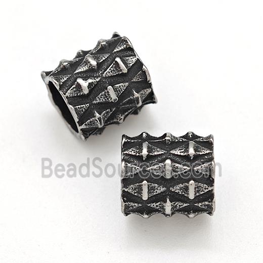 Stainless Steel Tube Beads Large Hole Antique Silver