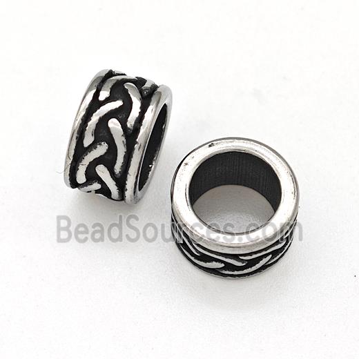 Stainless Steel Rondelle Beads Large Hole Antique Silver